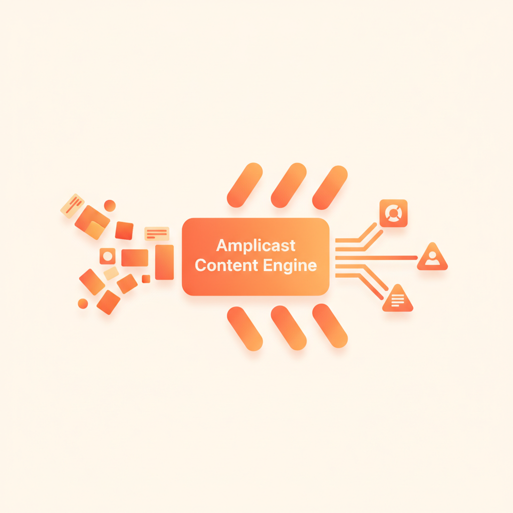 Diagramm der Amplicast Content Pipeline mit fünf Stufen